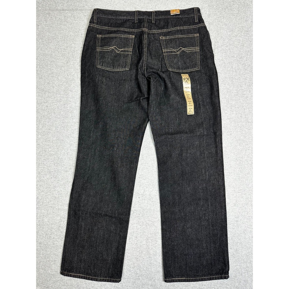 NEW Red Camel Jeans Mens 38x32 Loose Straight Dark Wash Contrast Stitch Denim
